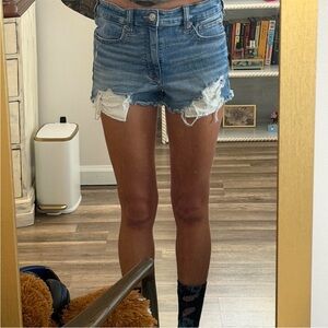 American Eagle Outfitters Blue Distressed Denim Shorts
